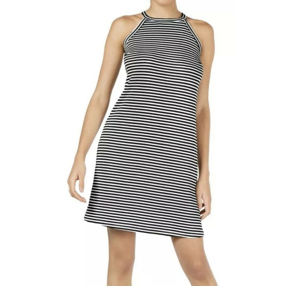Maison Jules‎ Women's Dress Black Size XS Sheath Ribbed Knit Striped